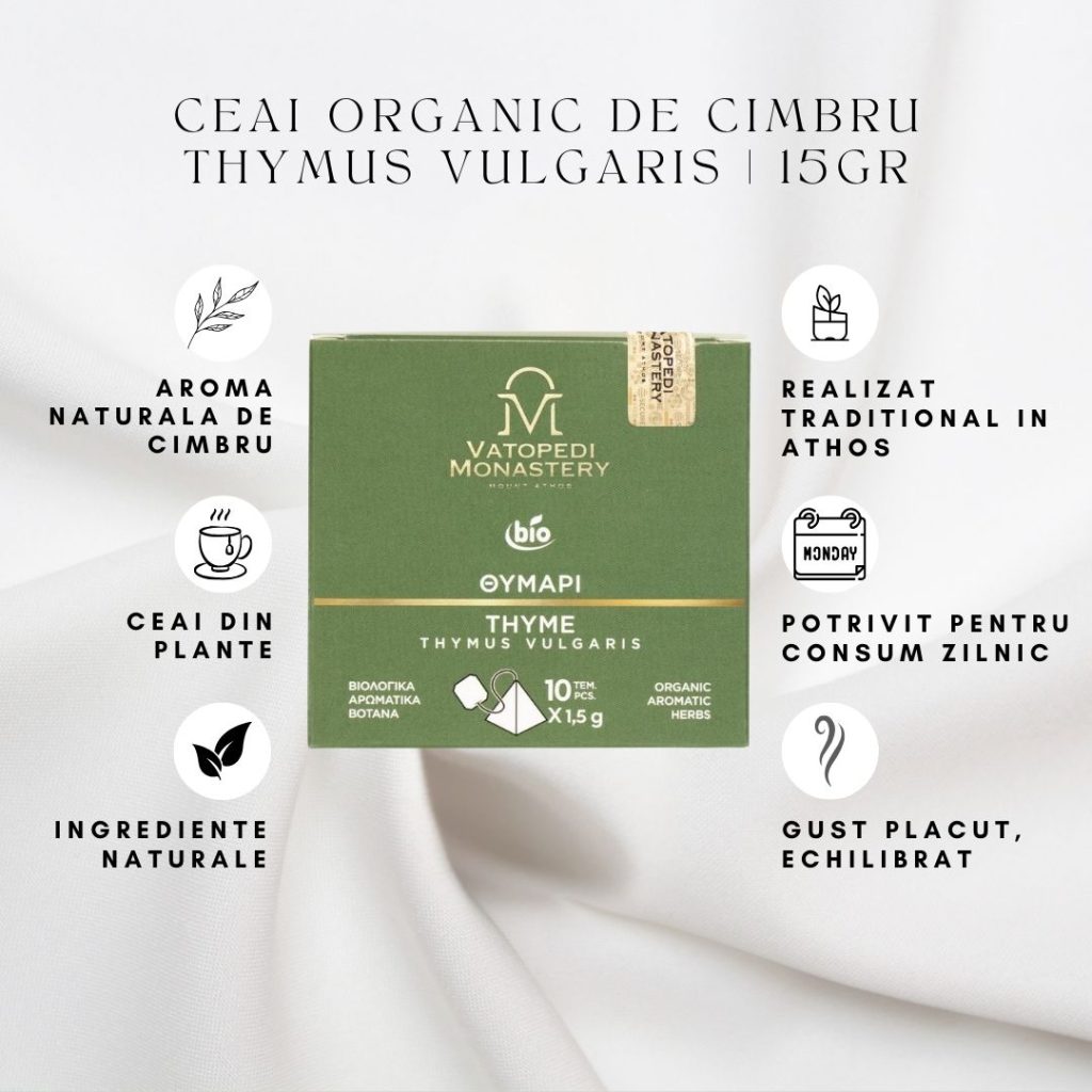Ceai Organic De Cimbru - Thymus Vulgaris, Productia Manastirii Vatoped De Pe Muntele Athos, Grecia