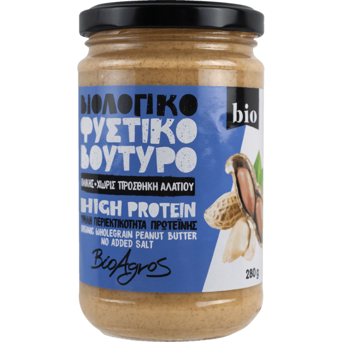 Unt de arahide nesarat bogat in proteine 280g Bioagros Bio Unt de arahide nesarat proteic Bio